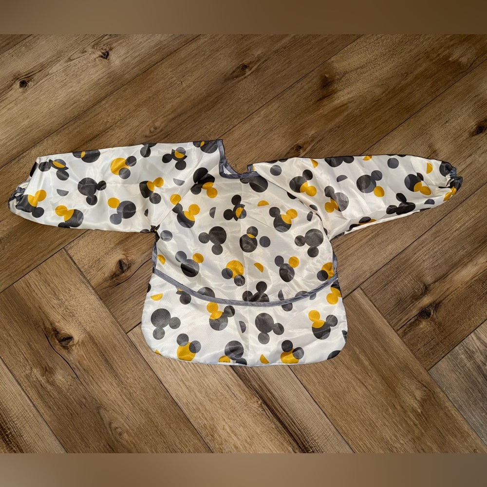 Disney Long Sleeve Bib in White, Yellow, Gray
